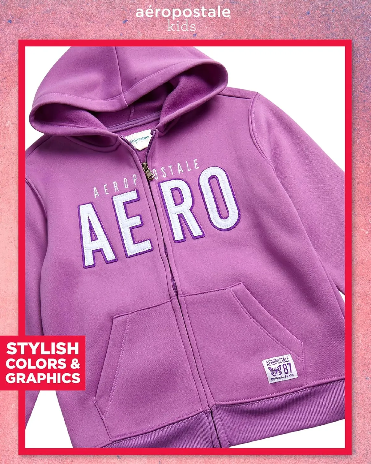AEROPOSTALE Girls' Sweatsuit Set - 2 Piece Fleece Zip Up Hoodie and Jogger Sweatpants - Cozy Activewear Set for Girls (4-16)