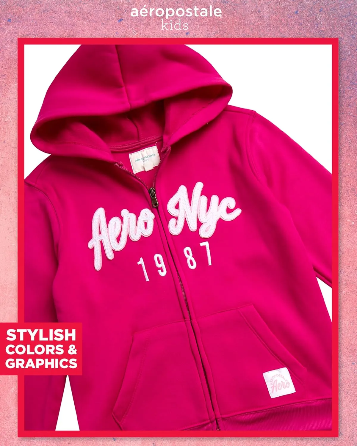 AEROPOSTALE Girls' Sweatsuit Set - 2 Piece Fleece Zip Up Hoodie and Jogger Sweatpants - Cozy Activewear Set for Girls (4-16)
