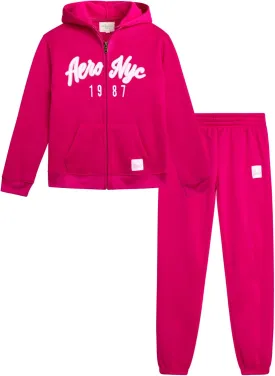 AEROPOSTALE Girls' Sweatsuit Set - 2 Piece Fleece Zip Up Hoodie and Jogger Sweatpants - Cozy Activewear Set for Girls (4-16)