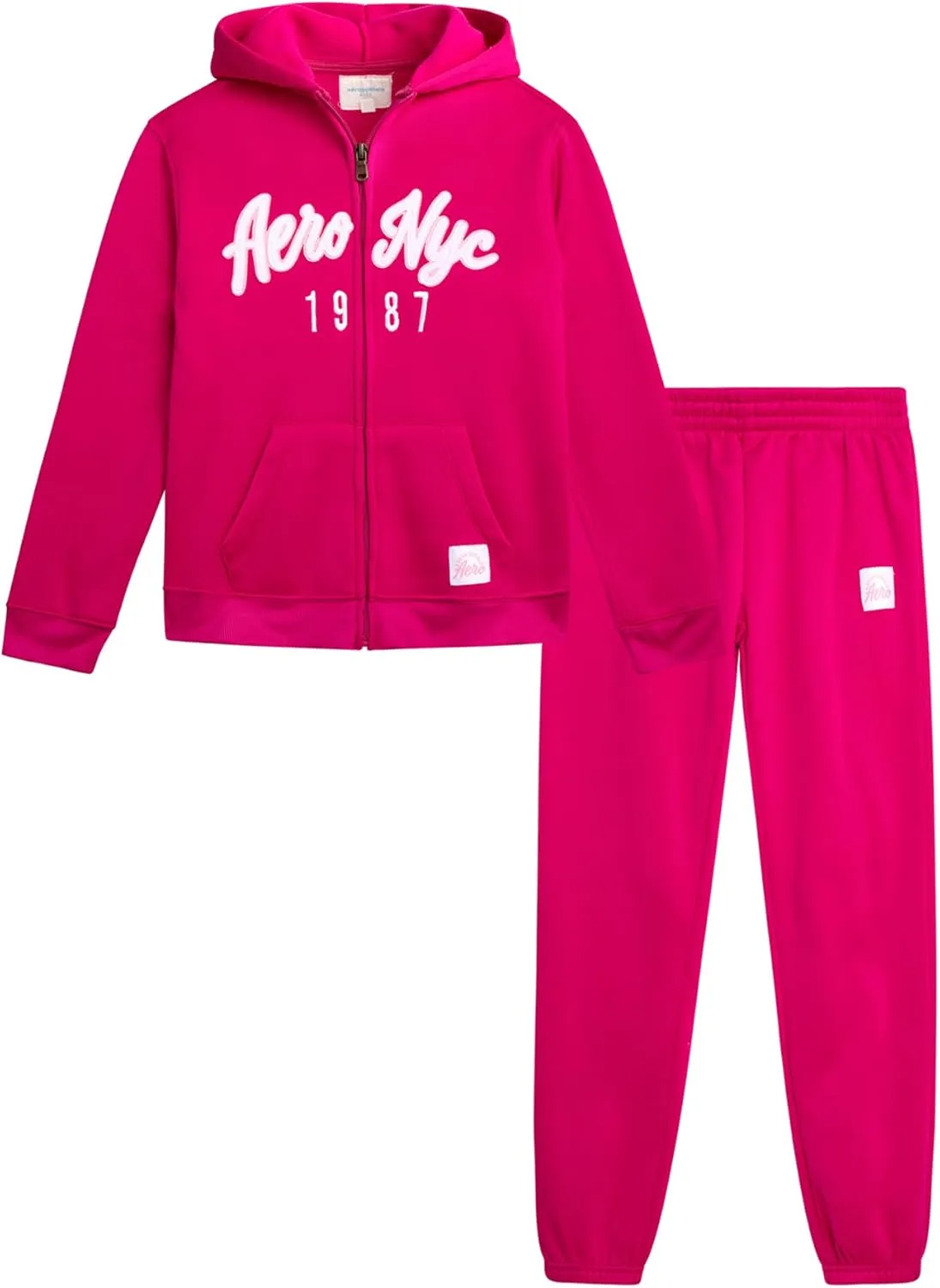 AEROPOSTALE Girls' Sweatsuit Set - 2 Piece Fleece Zip Up Hoodie and Jogger Sweatpants - Cozy Activewear Set for Girls (4-16)