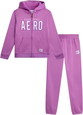 AEROPOSTALE Girls' Sweatsuit Set - 2 Piece Fleece Zip Up Hoodie and Jogger Sweatpants - Cozy Activewear Set for Girls (4-16)