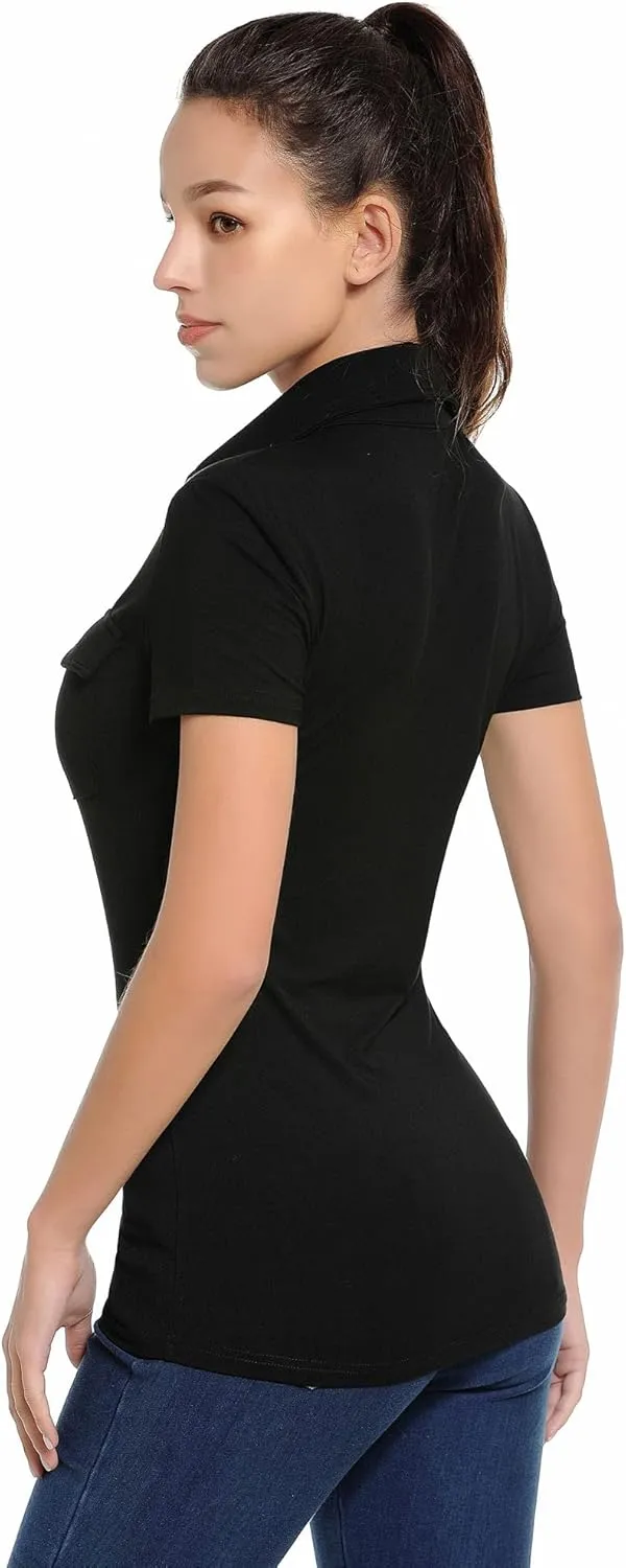AmlieBoutik Women Collar Button Up Short/Long Sleeve Blouse Shirt