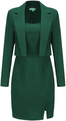 EXLURA Women's Professional Business Lightweight Blazer Dress Suit Sets 2 Piece Work Office Fashion Outfits