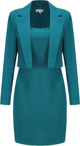 EXLURA Women's Professional Business Lightweight Blazer Dress Suit Sets 2 Piece Work Office Fashion Outfits