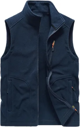 Fleece Vest Men's Vest Cardigan High Collar Men's Warm Zip Men's Coats Jackets Zip Up Puffy Vest Mens Jacket Puffer