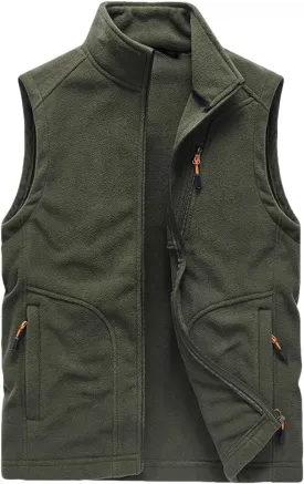 Fleece Vest Men's Vest Cardigan High Collar Men's Warm Zip Men's Coats Jackets Zip Up Puffy Vest Mens Jacket Puffer