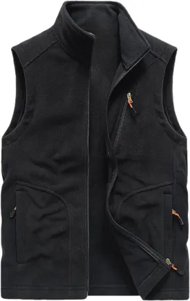 Fleece Vest Men's Vest Cardigan High Collar Men's Warm Zip Men's Coats Jackets Zip Up Puffy Vest Mens Jacket Puffer