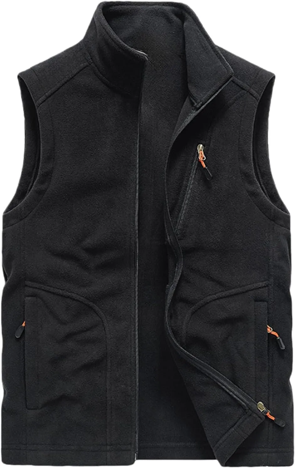 Fleece Vest Men's Vest Cardigan High Collar Men's Warm Zip Men's Coats Jackets Zip Up Puffy Vest Mens Jacket Puffer