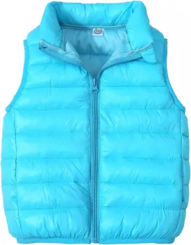 Kids Boys Girls Lightweight Puffer Vest Sleeveless Jacket Stand Collar Coat Winter Warm Zip Up Outerwear