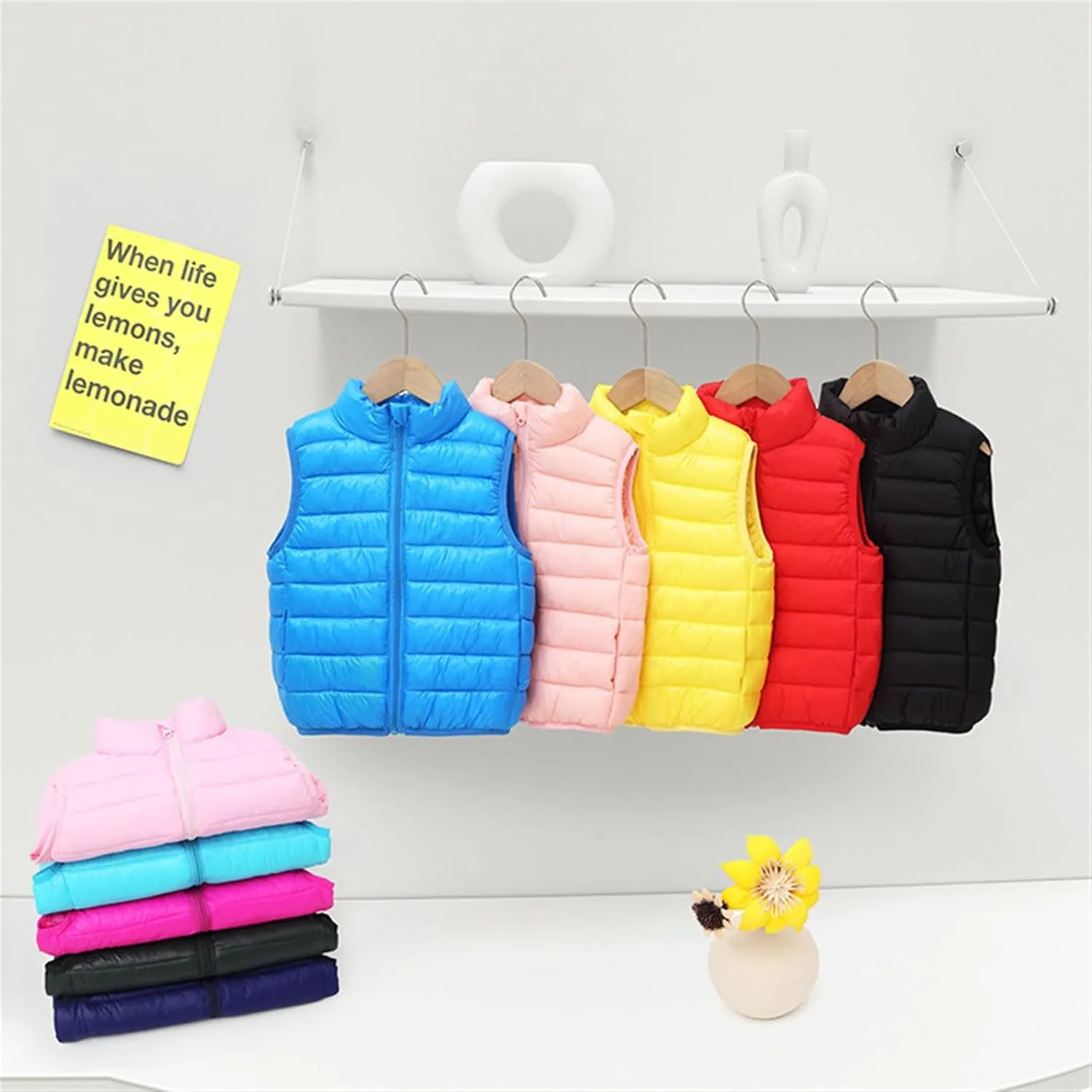 Kids Boys Girls Lightweight Puffer Vest Sleeveless Jacket Stand Collar Coat Winter Warm Zip Up Outerwear