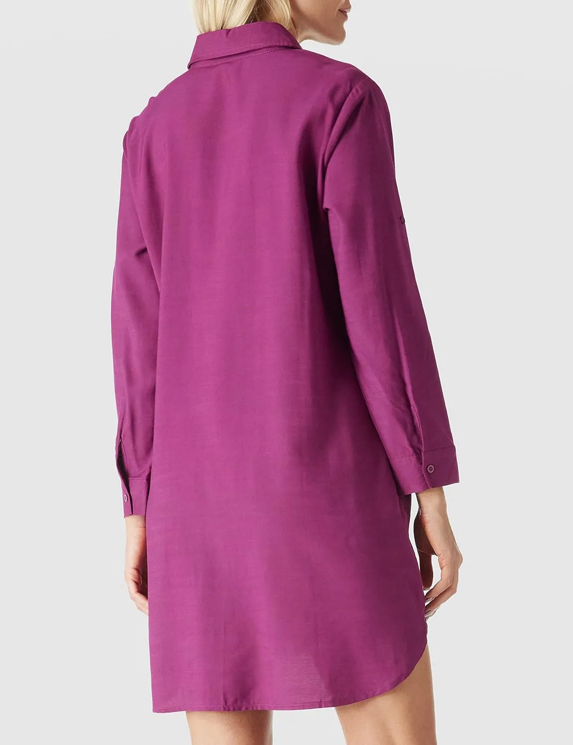 MANAIXUAN Women's Shirt Dress V Neck Long Sleeve Loose Casual with Pockets Front Button