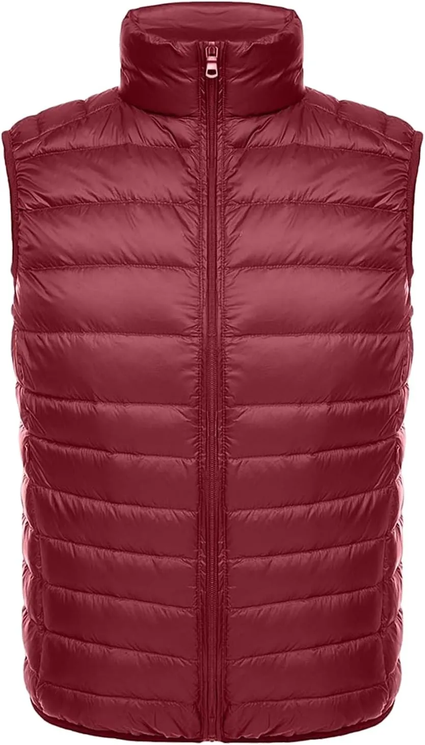 Men's Puffer Vest Lightweight Packable Insulated Puffer Jacket Outerwear Warmth Sleeveless for Outdoor Golf Running