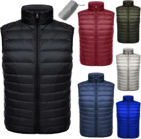 Men's Puffer Vest Lightweight Packable Insulated Puffer Jacket Outerwear Warmth Sleeveless for Outdoor Golf Running