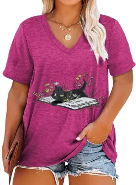 Plus Size Tops Womens V Neck Western Cowgirl T-Shirts Vintage Country Music Graphic Tee Shirt