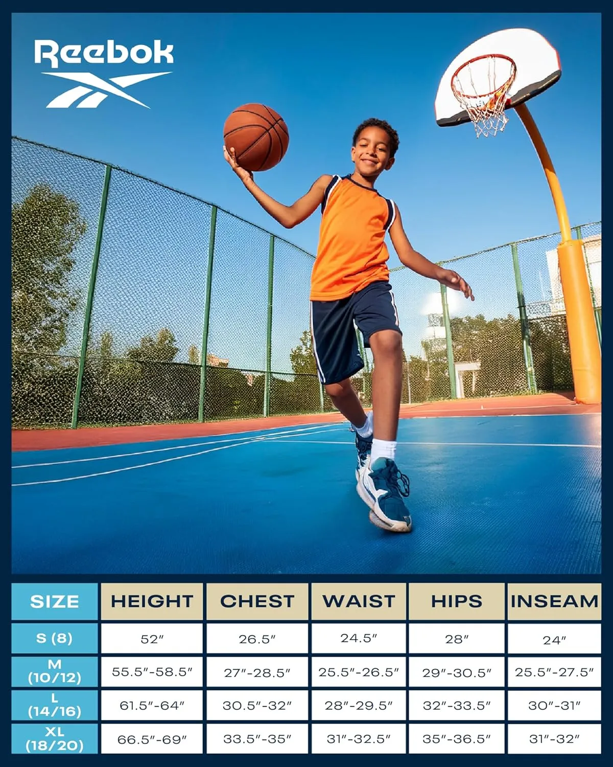 Reebok Boys' Active Sweatsuit - 2 Piece Performance Fleece Zip Hoodie Sweatshirt and Jogger Sweatpants - Activewear Set, 8-14