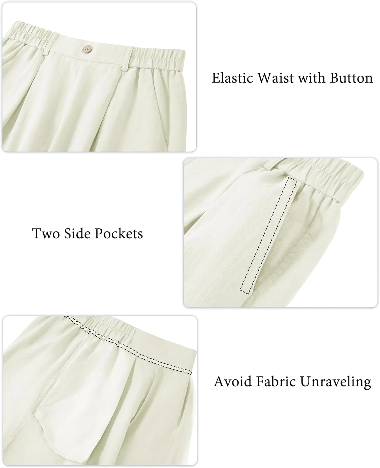 SEVEGO Linen Palazzo Pants Women 29''/31''/33'' Wide Leg High Waisted Flowy Lounge Casual Beach Pants