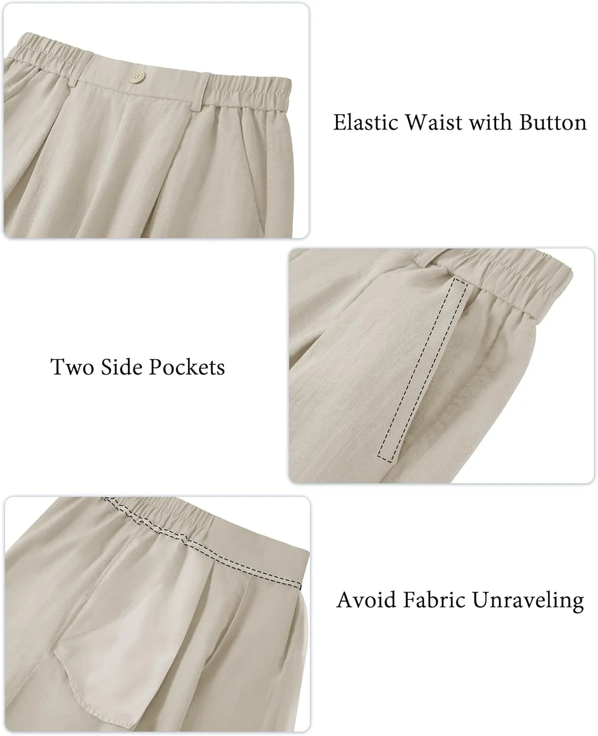 SEVEGO Linen Palazzo Pants Women 29''/31''/33'' Wide Leg High Waisted Flowy Lounge Casual Beach Pants