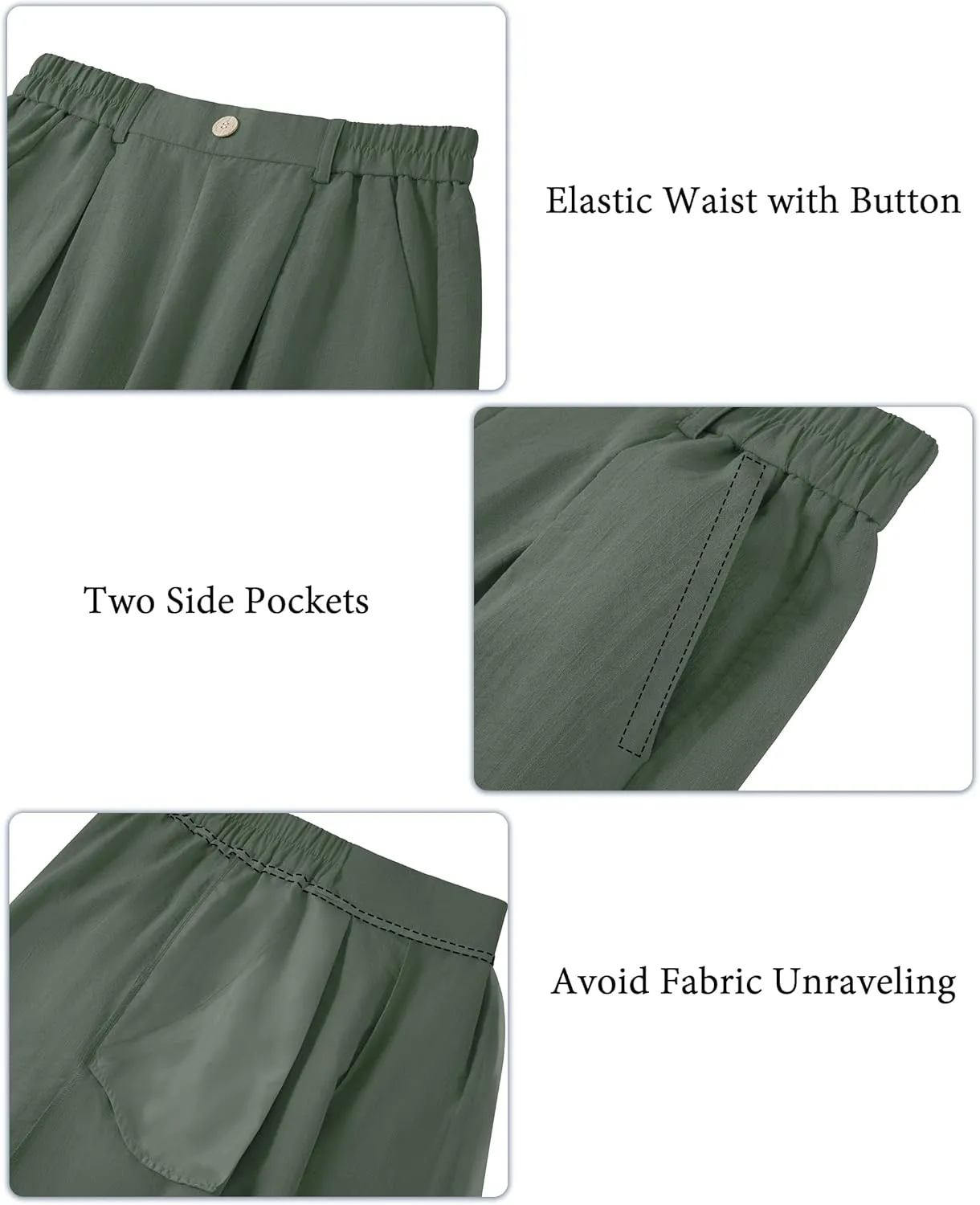 SEVEGO Linen Palazzo Pants Women 29''/31''/33'' Wide Leg High Waisted Flowy Lounge Casual Beach Pants