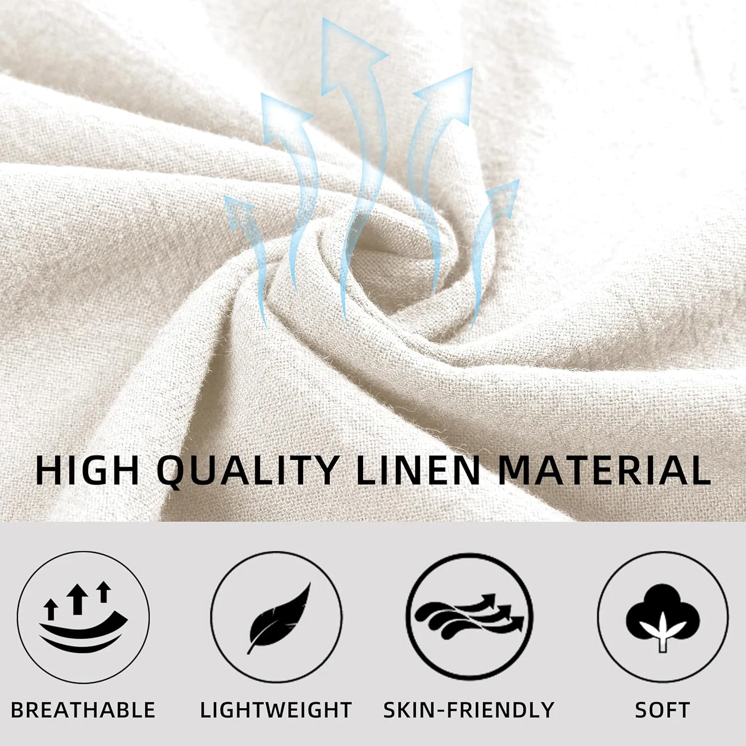 Womens Linen Wide Leg Pants High Waisted Drawstring Baggy Loose Beach Pants with Pockets